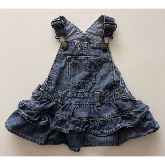 GAP Other - Baby Gap Overall Denim Dress Girls 3-6 mos Ruffled Jean Blue